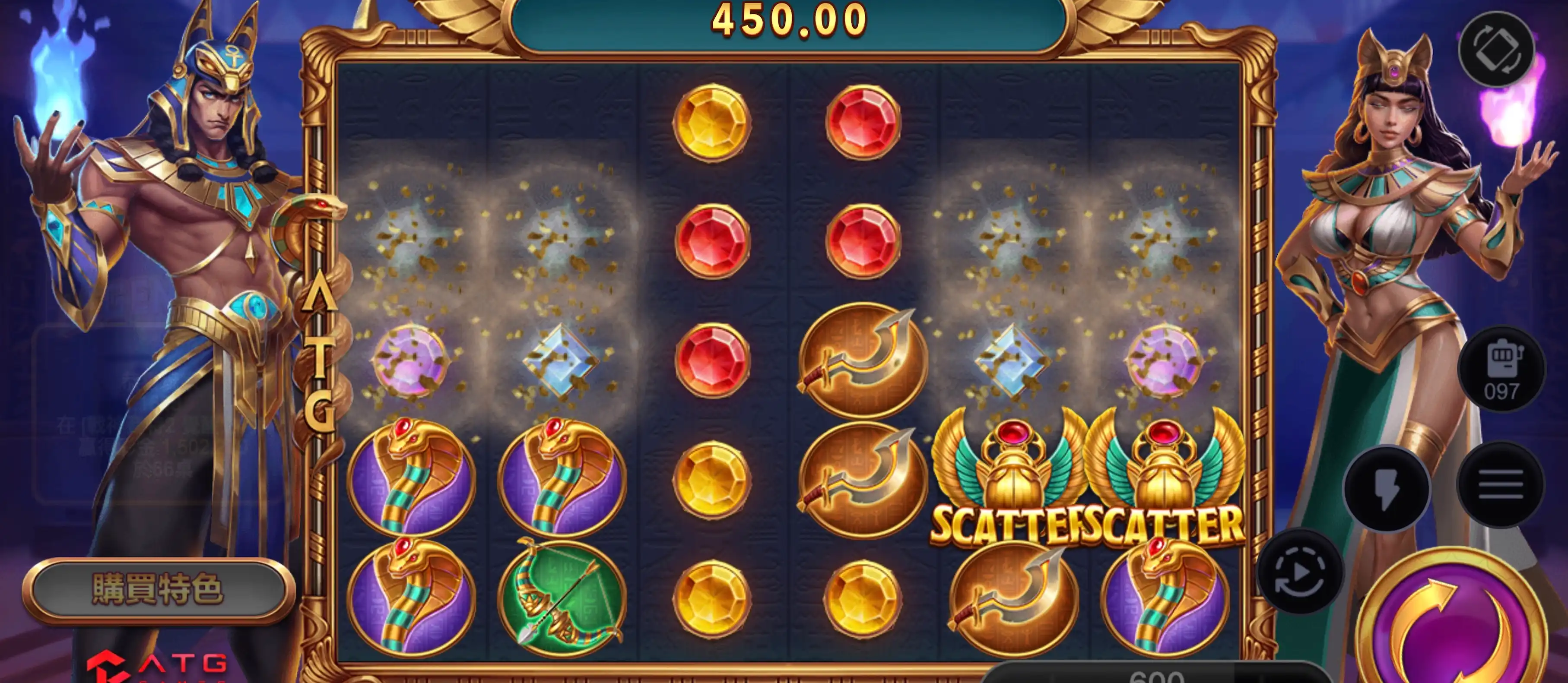 戰神賽特2黃金SCATTER與覺醒之力Free Game觸發畫面