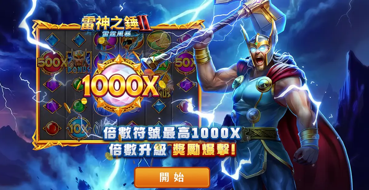 雷神之錘II免費遊戲倍數升級與累積畫面